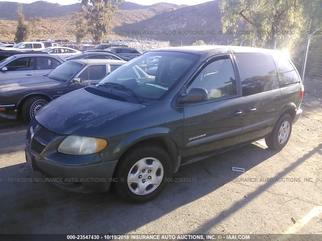 1B4GP25331B156674 - 2001 DODGE CARAVAN SE GREEN photo 2