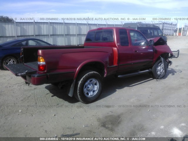 5TESN92N73Z261816 - 2003 TOYOTA TACOMA XTRACAB PRERUNNER RED photo 4