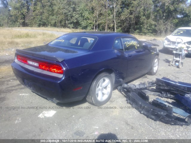 2C3CDYAG8EH249777 - 2014 DODGE CHALLENGER SXT BLUE photo 4