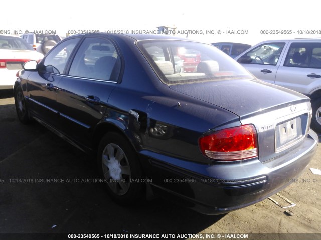 KMHWF25H93A733175 - 2003 HYUNDAI SONATA GL BLUE photo 3