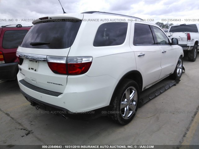 1D4SD5GTXBC711428 - 2011 DODGE DURANGO CITADEL WHITE photo 4