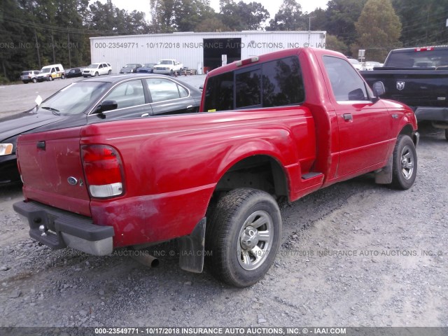 1FTYR10V4YPA44984 - 2000 FORD RANGER RED photo 4