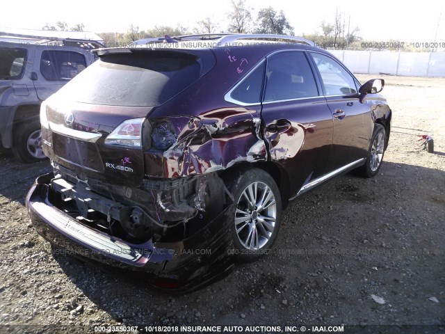 JTJBC1BA1D2437279 - 2013 LEXUS RX 450 MAROON photo 4