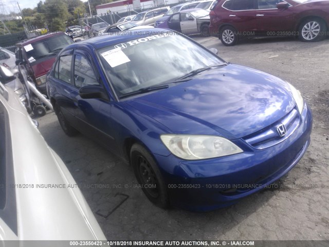 1HGES16375L020552 - 2005 HONDA CIVIC DX VP BLUE photo 1