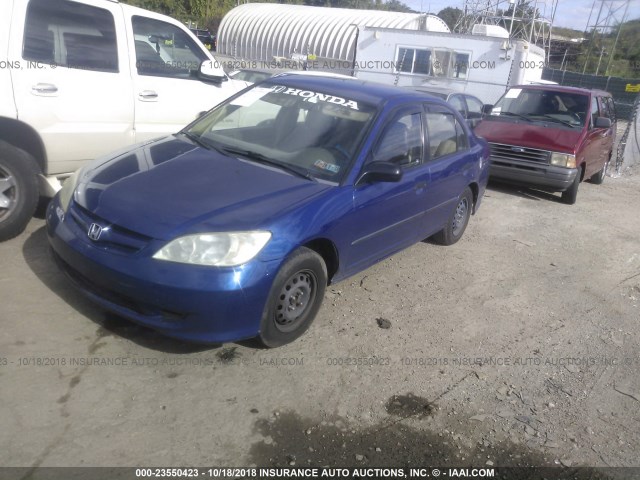 1HGES16375L020552 - 2005 HONDA CIVIC DX VP BLUE photo 2