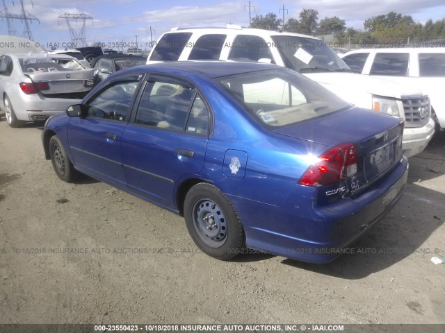 1HGES16375L020552 - 2005 HONDA CIVIC DX VP BLUE photo 3
