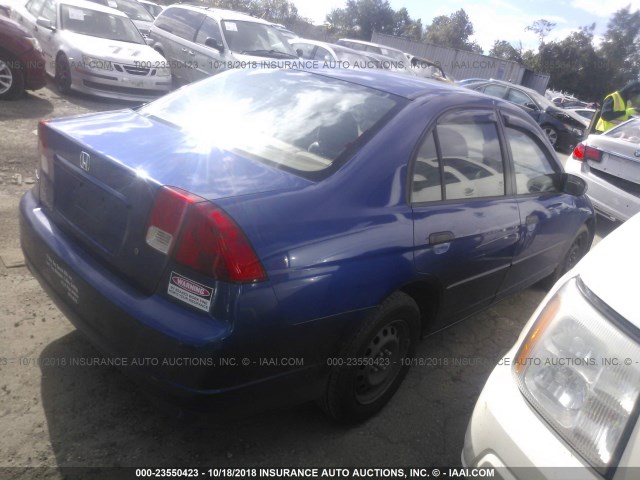 1HGES16375L020552 - 2005 HONDA CIVIC DX VP BLUE photo 4