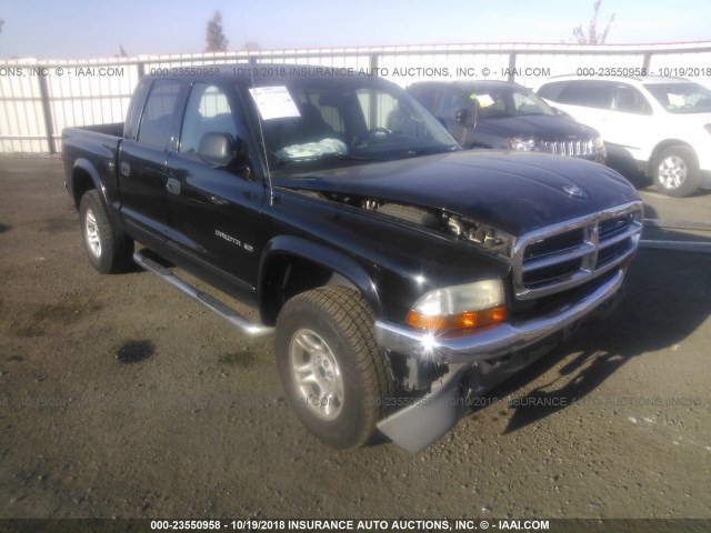 1B7HG48N62S682993 - 2002 DODGE DAKOTA QUAD SLT BLACK photo 1