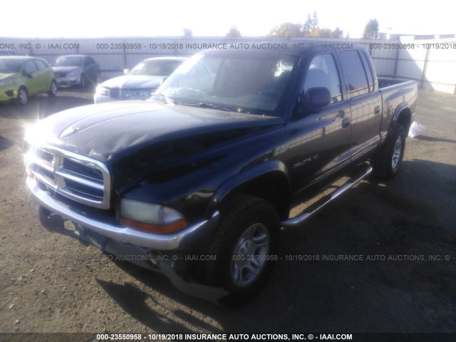 1B7HG48N62S682993 - 2002 DODGE DAKOTA QUAD SLT BLACK photo 2