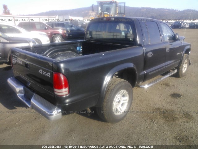 1B7HG48N62S682993 - 2002 DODGE DAKOTA QUAD SLT BLACK photo 4