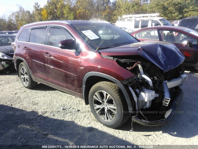 5TDJKRFH2GS337566 - 2016 TOYOTA HIGHLANDER XLE MAROON photo 1