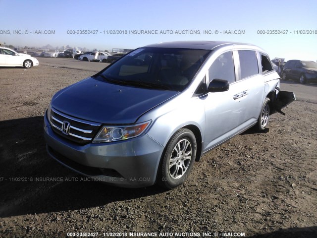 5FNRL5H60BB067903 - 2011 HONDA ODYSSEY EXL Light Blue photo 2