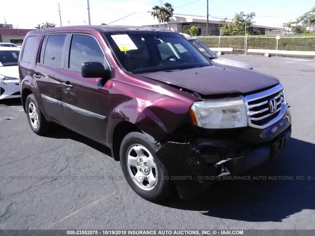 5FNYF3H25DB015481 - 2013 HONDA PILOT LX MAROON photo 1