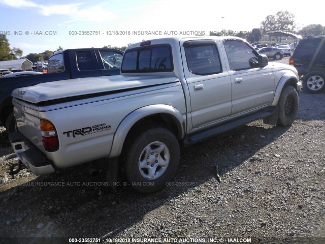 5TEGN92N12Z024100 - 2002 TOYOTA TACOMA DOUBLE CAB PRERUNNER SILVER photo 4