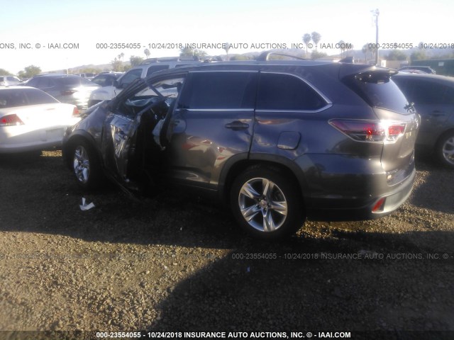 5TDYKRFH0FS120157 - 2015 TOYOTA HIGHLANDER LIMITED/LTD PLATINUM GRAY photo 3