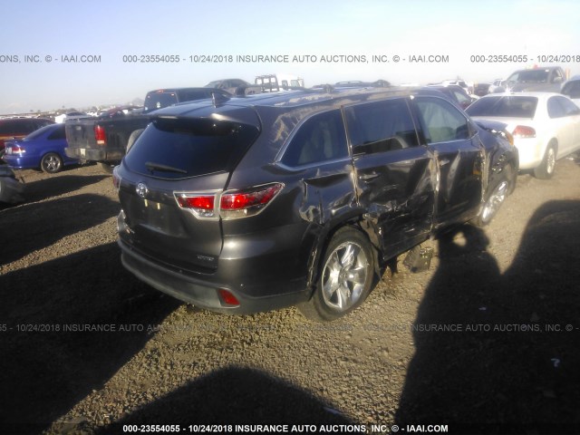 5TDYKRFH0FS120157 - 2015 TOYOTA HIGHLANDER LIMITED/LTD PLATINUM GRAY photo 4