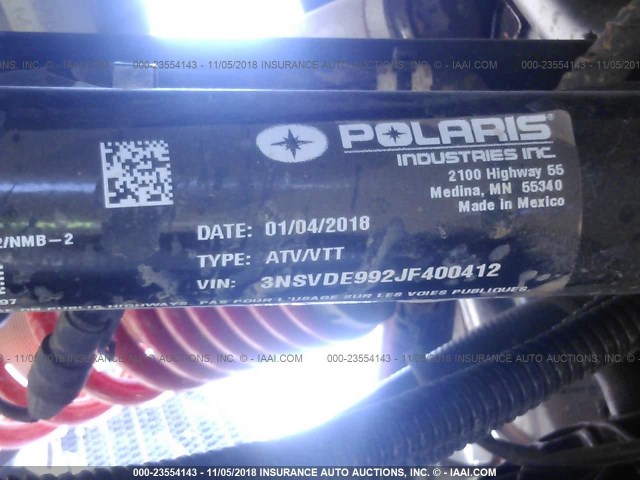 3NSVDE992JF400412 - 2018 POLARIS RZR XP 1000 EPS BLACK photo 9