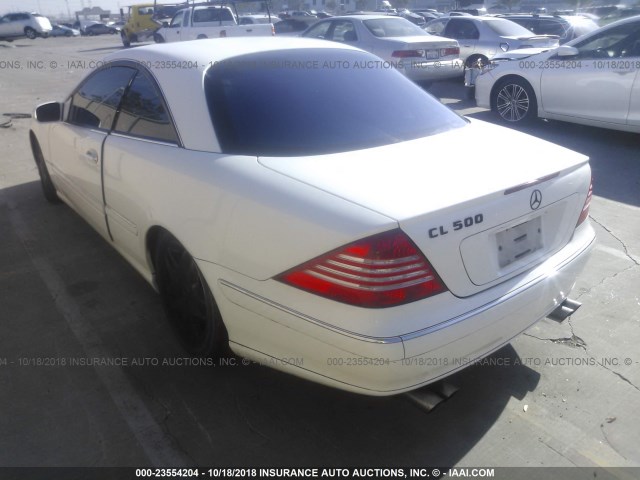 WDBPJ75J23A034928 - 2003 MERCEDES-BENZ CL 500 WHITE photo 3