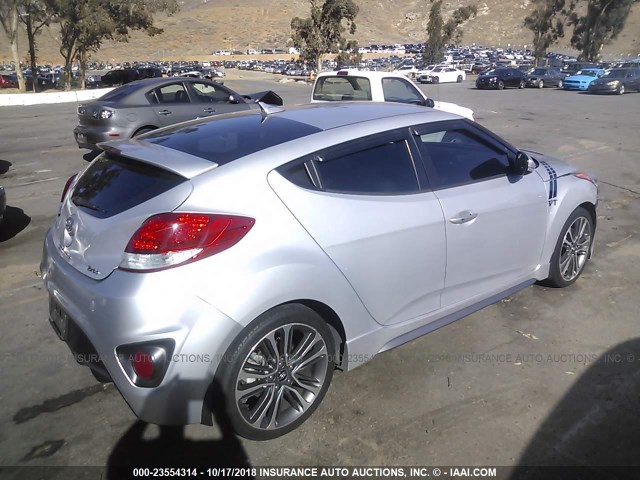 KMHTC6AE3EU190521 - 2014 HYUNDAI VELOSTER TURBO SILVER photo 4