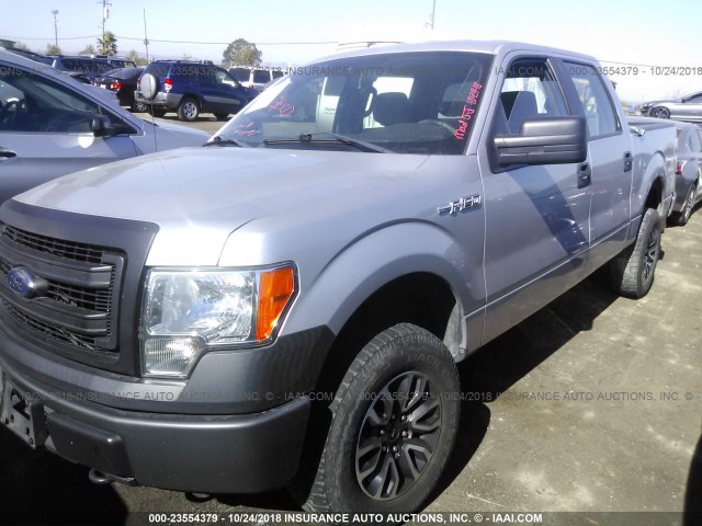 1FTFW1EF0EKE10191 - 2014 FORD F150 SUPERCREW SILVER photo 2