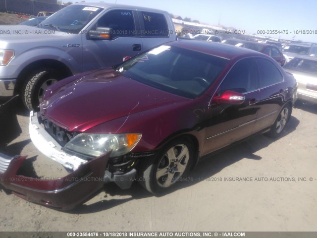 JH4KB16586C009367 - 2006 ACURA RL MAROON photo 2