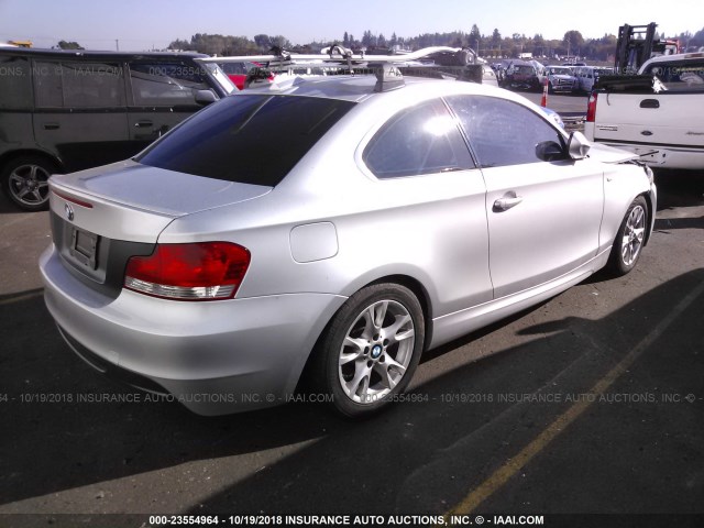 WBAUC7C58AVK96511 - 2010 BMW 135 I SILVER photo 4