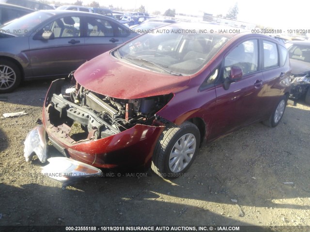 3N1CE2CP1EL363326 - 2014 NISSAN VERSA NOTE S/S PLUS/SV/SL RED photo 2