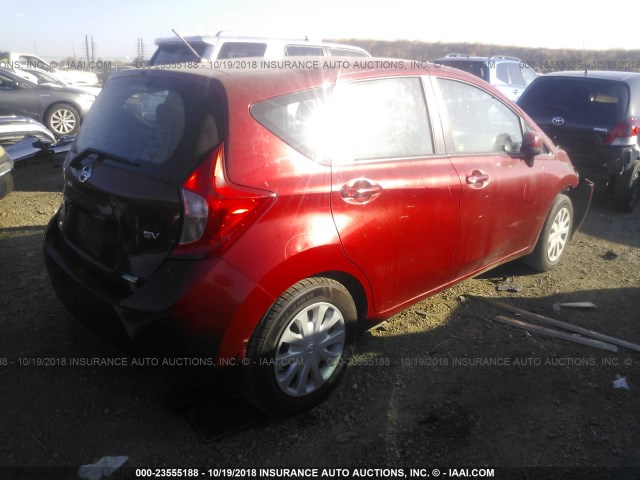 3N1CE2CP1EL363326 - 2014 NISSAN VERSA NOTE S/S PLUS/SV/SL RED photo 4