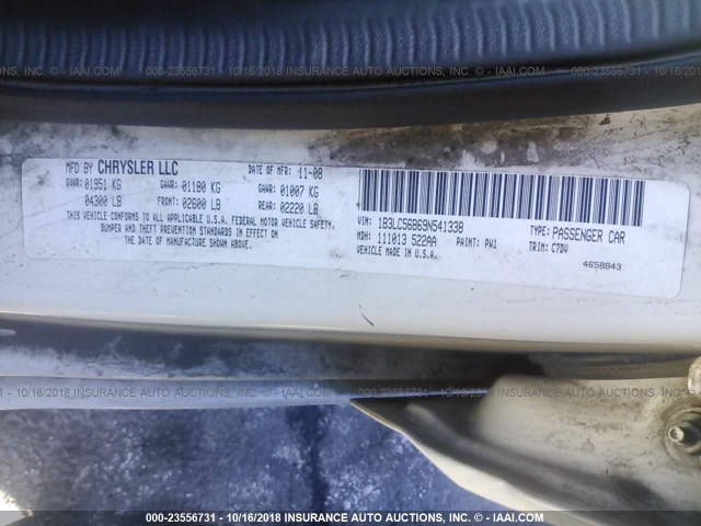 1B3LC56B69N541338 - 2009 DODGE AVENGER SXT/R/T WHITE photo 9