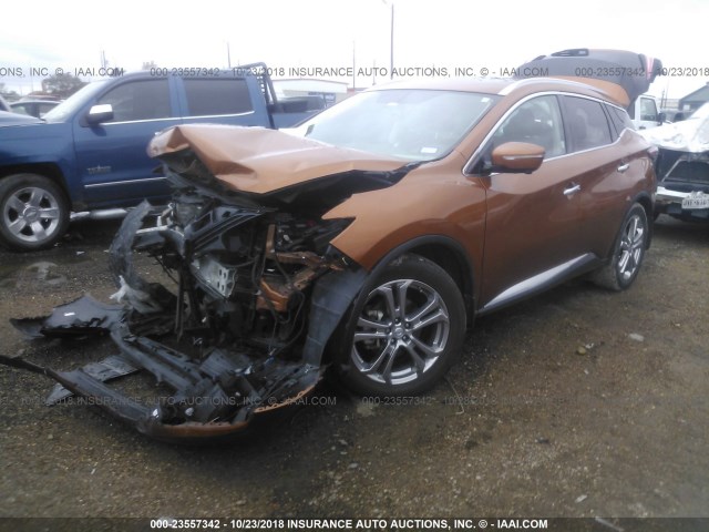 5N1AZ2MGXFN262449 - 2015 NISSAN MURANO S/SL/SV/PLATINUM ORANGE photo 2