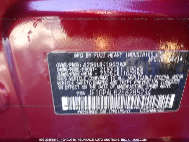 JF1GPAL62E8285234 - 2014 SUBARU IMPREZA SPORT PREMIUM RED photo 9