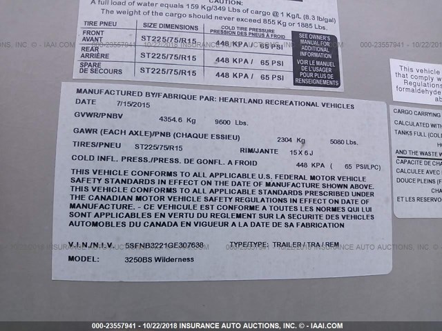 5SFNB3221GE307638 - 2016 HEARTLAND OTHER  未知 照片 9