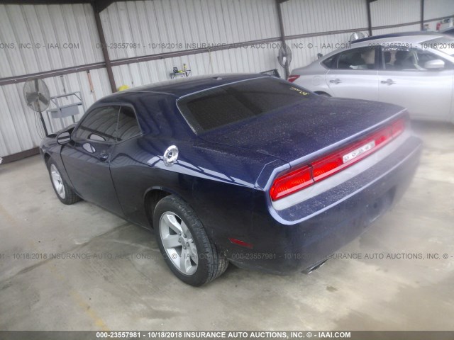 2C3CDYAG9DH581905 - 2013 DODGE CHALLENGER SXT Dark Blue photo 3