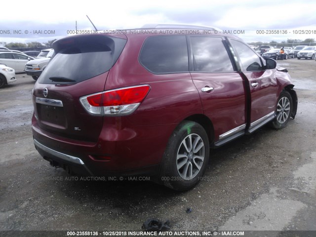 5N1AR2MN4FC657401 - 2015 NISSAN PATHFINDER S/SV/SL/PLATINUM RED photo 4