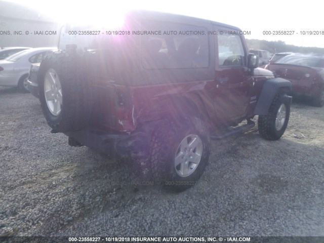 1C4AJWAG5DL503740 - 2013 JEEP WRANGLER SPORT MAROON photo 4