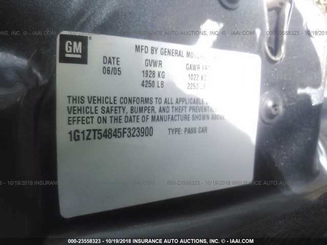 1G1ZT54845F323900 - 2005 CHEVROLET MALIBU LS 灰色 照片 9