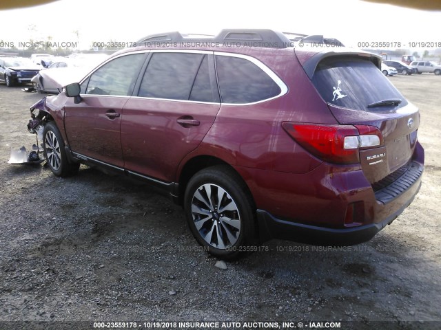4S4BSAKC1H3327805 - 2017 SUBARU OUTBACK 2.5I LIMITED RED photo 3
