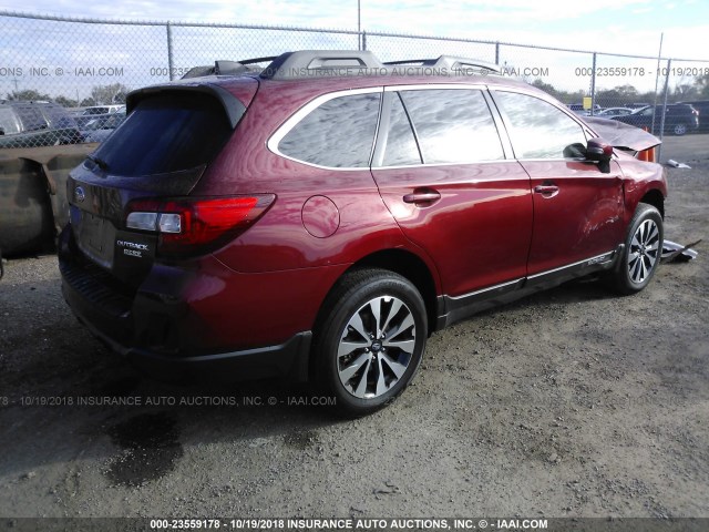 4S4BSAKC1H3327805 - 2017 SUBARU OUTBACK 2.5I LIMITED RED photo 4