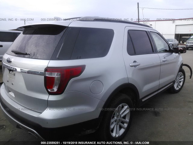 1FM5K7D88HGB62448 - 2017 FORD EXPLORER XLT SILVER photo 4