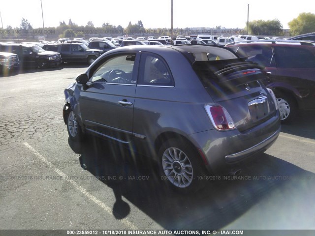3C3CFFER5CT109409 - 2012 FIAT 500 LOUNGE SILVER photo 3