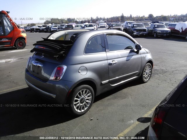 3C3CFFER5CT109409 - 2012 FIAT 500 LOUNGE SILVER photo 4