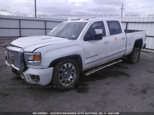 1GT12UE83GF130401 - 2016 GMC SIERRA K2500 DENALI WHITE photo 2