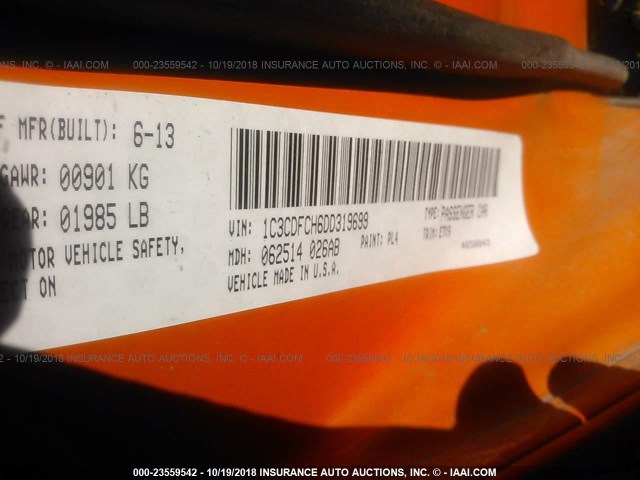 1C3CDFCH6DD319699 - 2013 DODGE DART LIMITED/R/T ORANGE photo 9