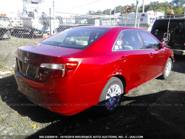 4T1BF1FKXDU688086 - 2013 TOYOTA CAMRY L/SE/LE/XLE RED photo 4