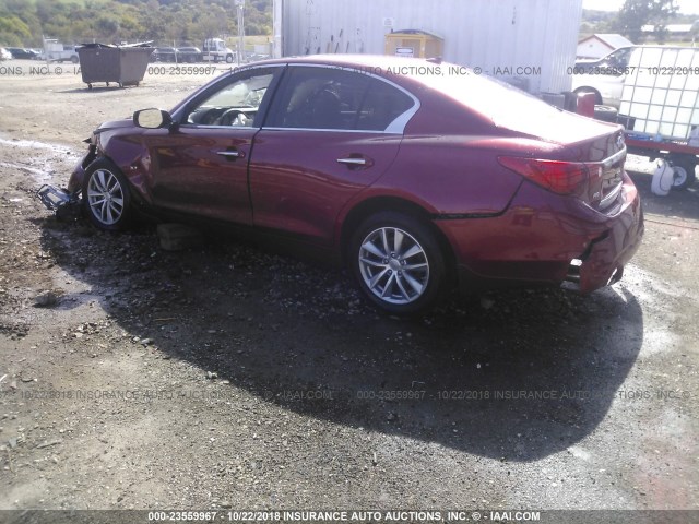 JN1BV7AR9EM696893 - 2014 INFINITI Q50 PREMIUM/SPORT MAROON photo 3