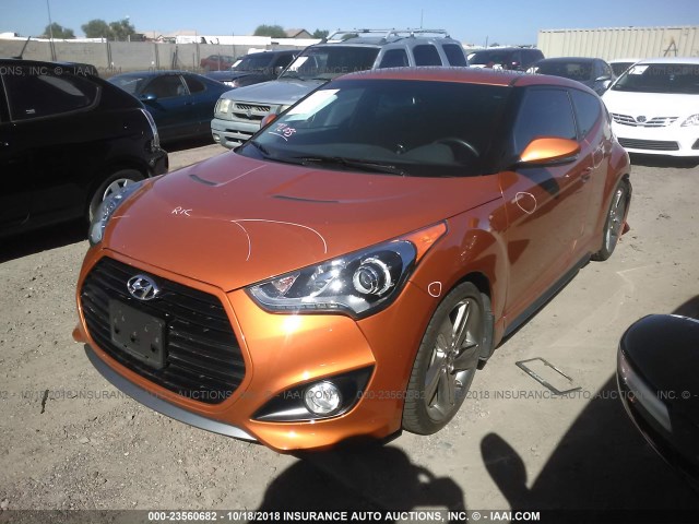 KMHTC6AE0FU244438 - 2015 HYUNDAI VELOSTER TURBO ORANGE photo 2