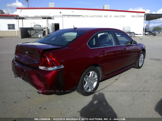 2G1WB5E30E1174904 - 2014 CHEVROLET IMPALA LIMITED LT RED photo 4