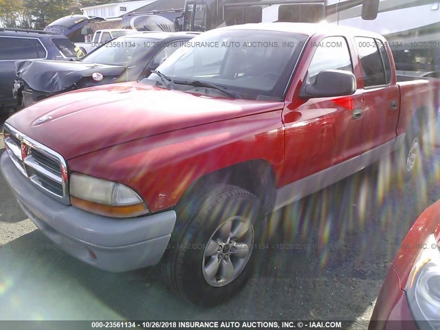 1D7HG48N23S184748 - 2003 DODGE DAKOTA QUAD SLT RED photo 2