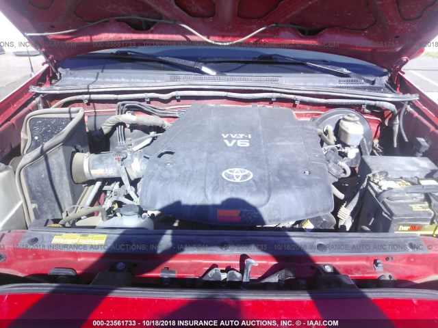 5TELU42N37Z406219 - 2007 TOYOTA TACOMA DOUBLE CAB 红色 照片 10