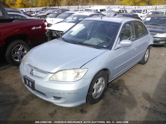 JHMES95675S005692 - 2005 HONDA CIVIC HYBRID Light Blue photo 2